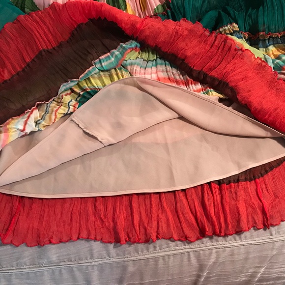 BCBGMAXAZRIA Festival Hobo Silk Maxi Floral Multi-layer Crinkle Dress Size 4 - Picture 13 of 15